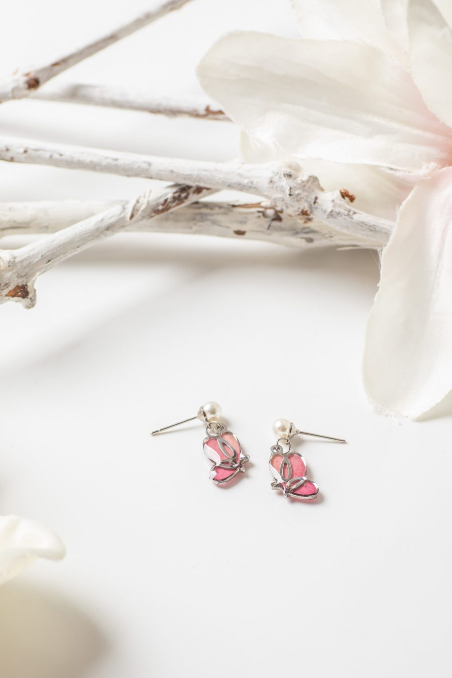 Ohrhänger Schmetterling rose silber