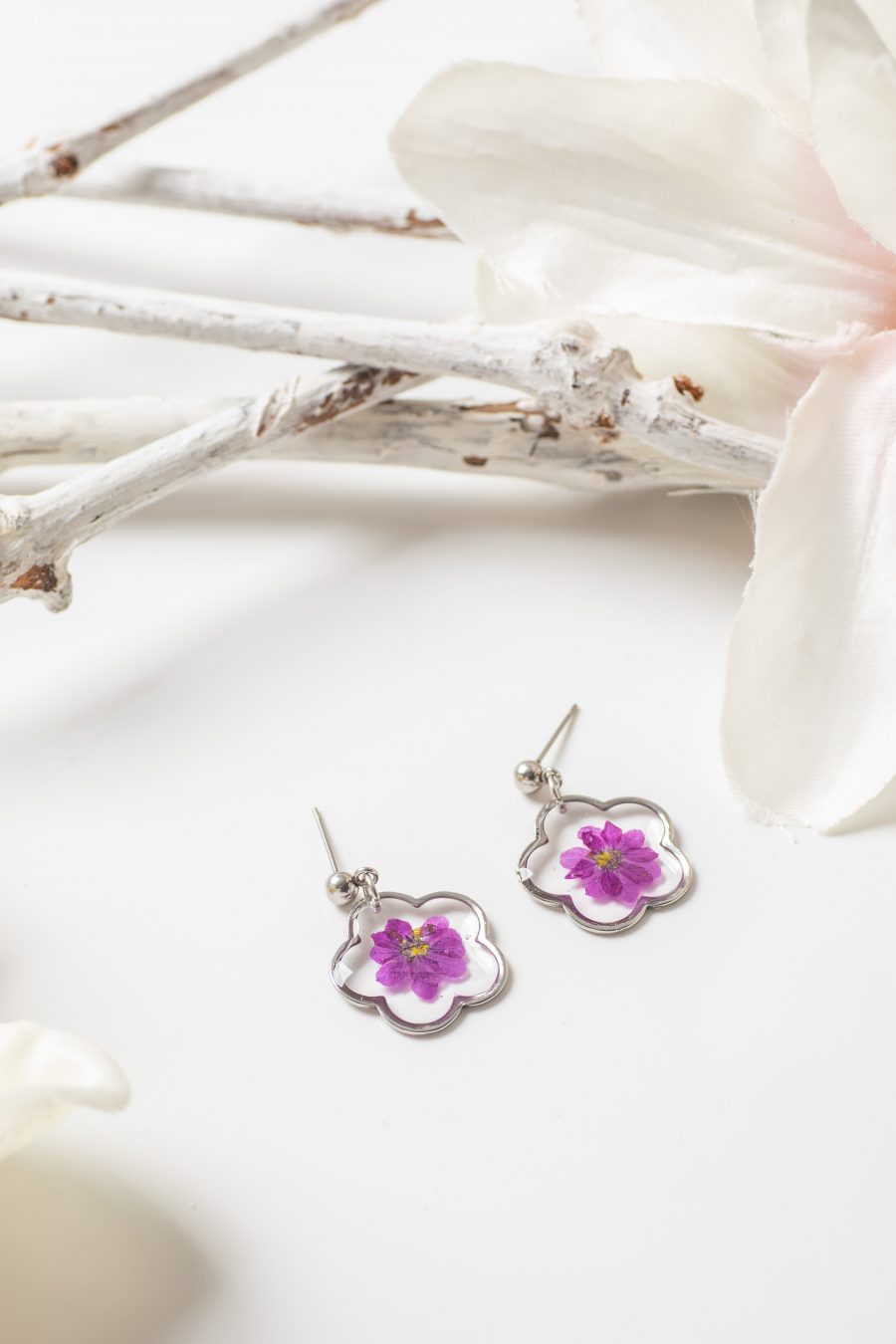 Ohrhänger Myrthe Blume Lila Silber