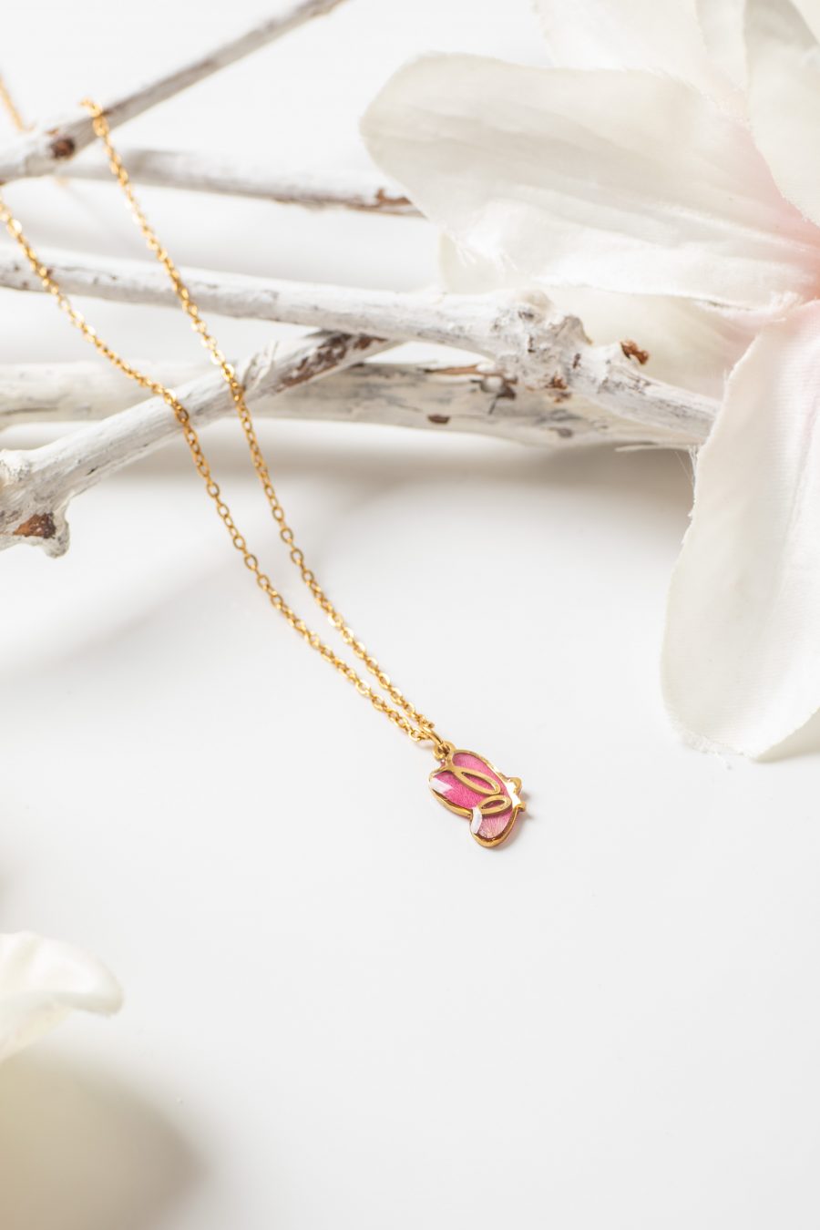 Anhänger Resin Schmetterling Rose Pink Gold