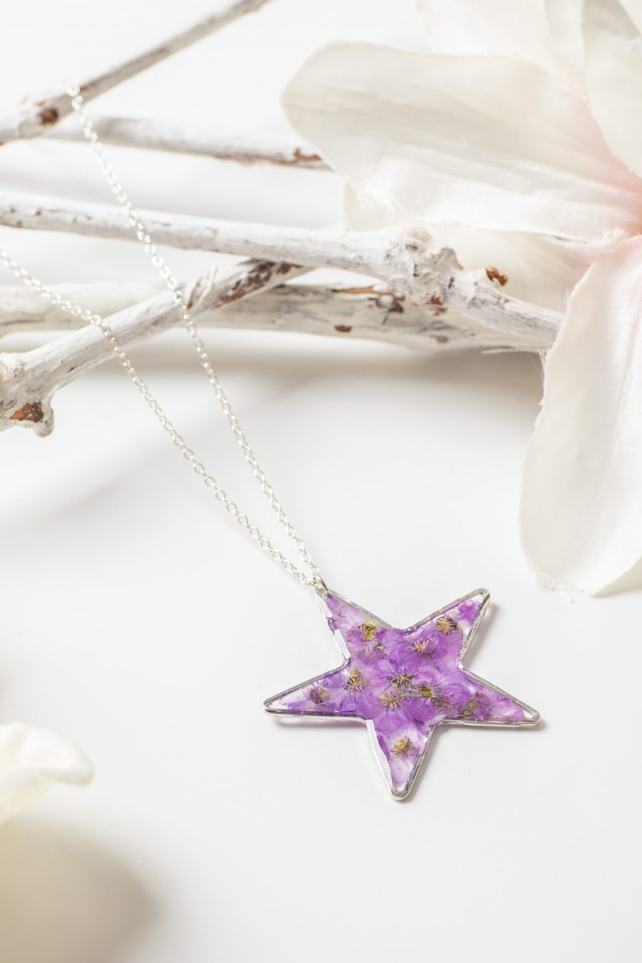 Anhänger Resin Stern Myrthe lila Silber Groß