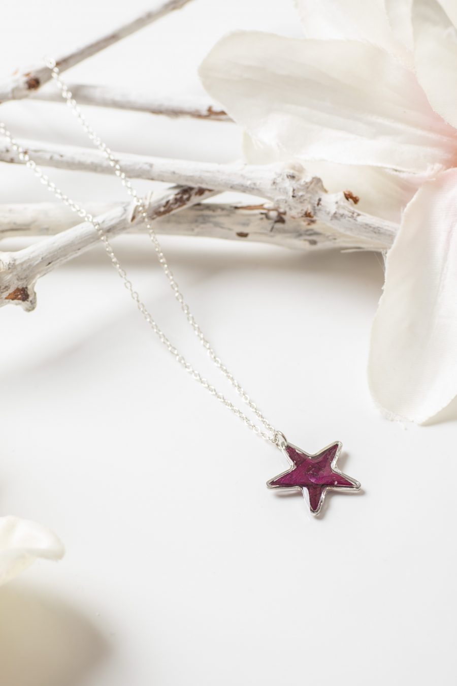 Anhhänger Resin Stern Rose dunkellila Silber