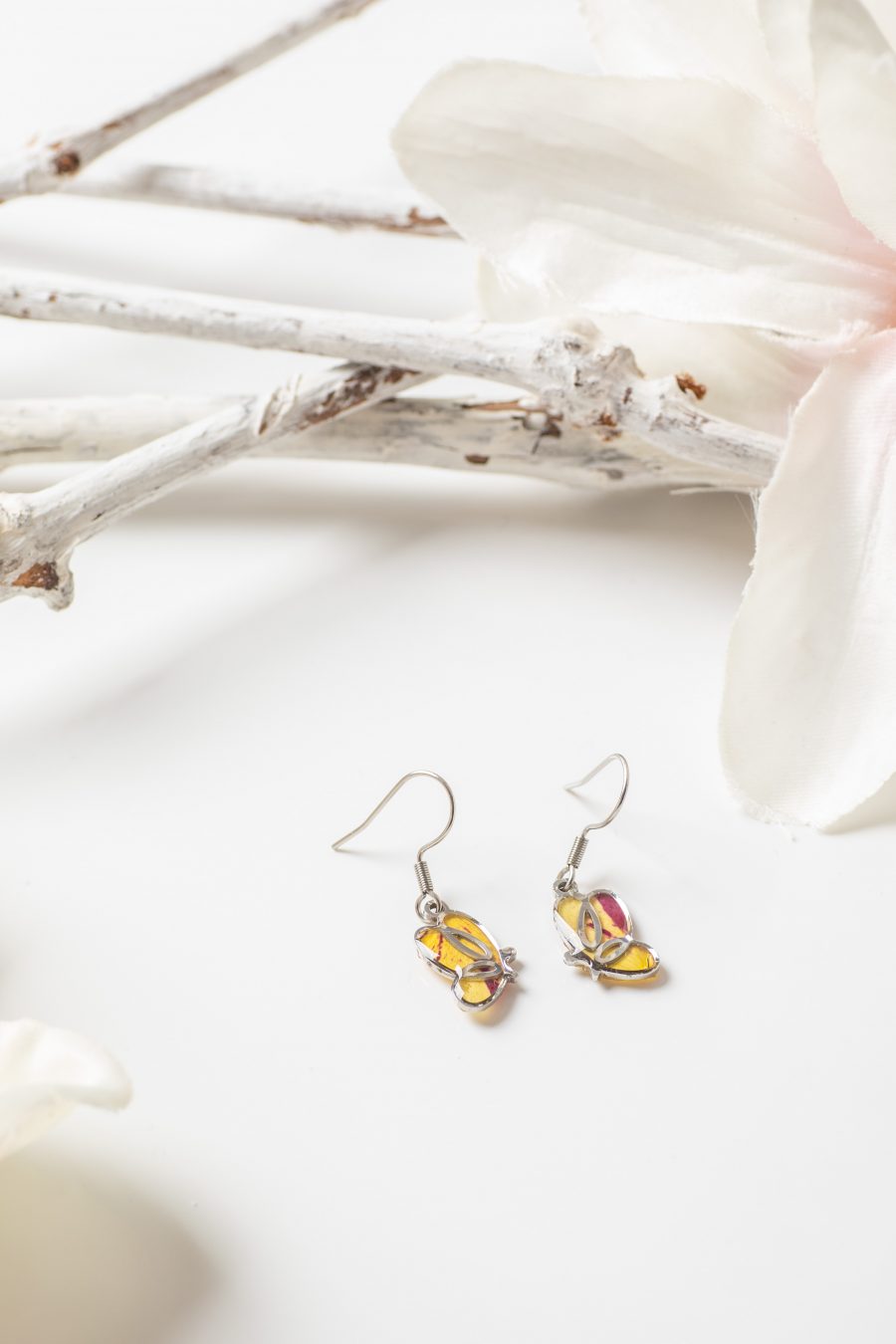 Ohrhänger Schmetterling Rose Gelb Rot