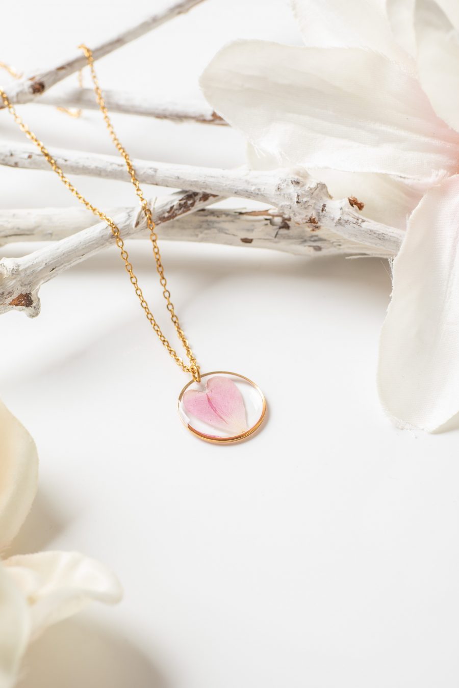 Anhänger Resin Rose rosa Herz