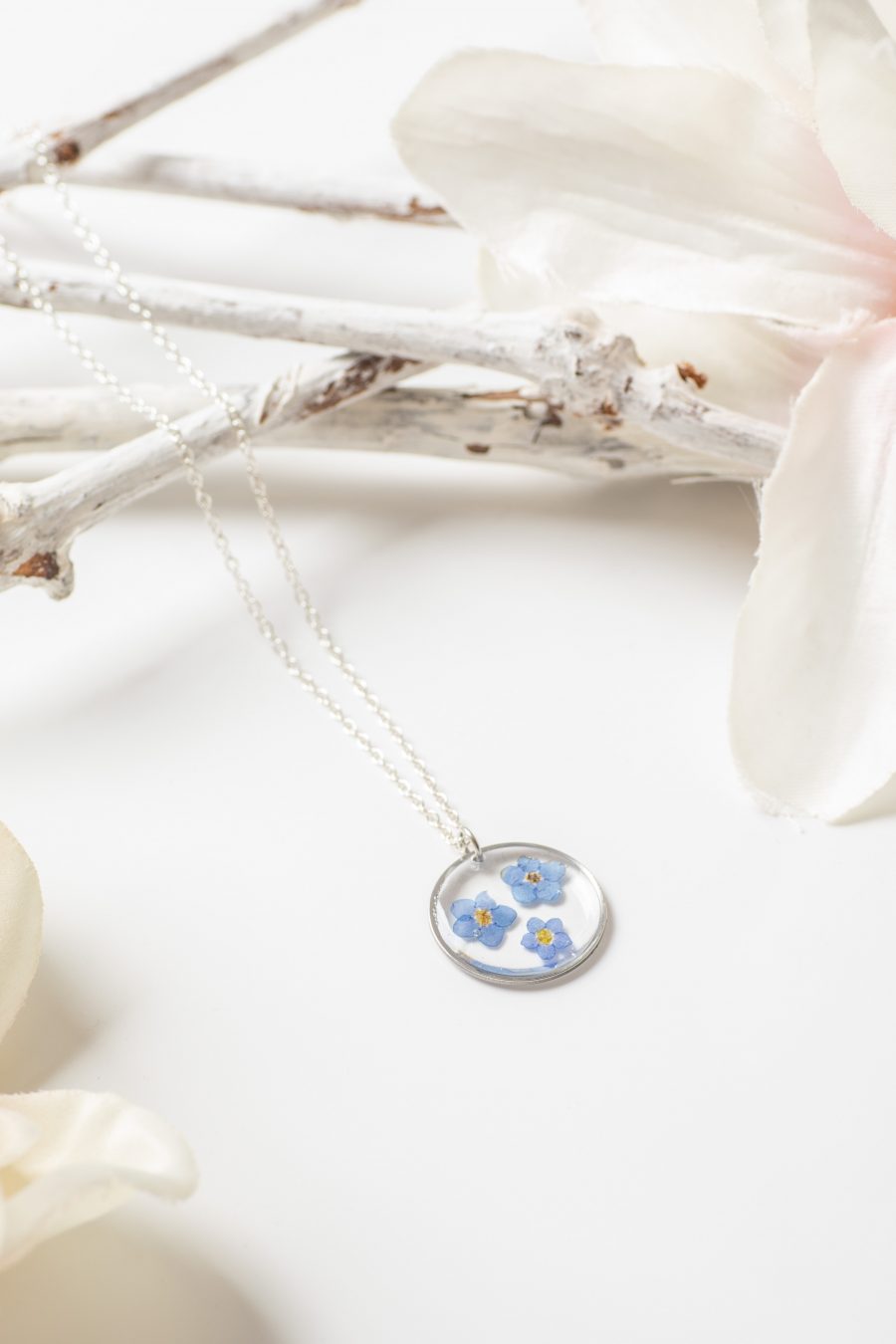 Anhänger Rund Silber Vergissmeinicht