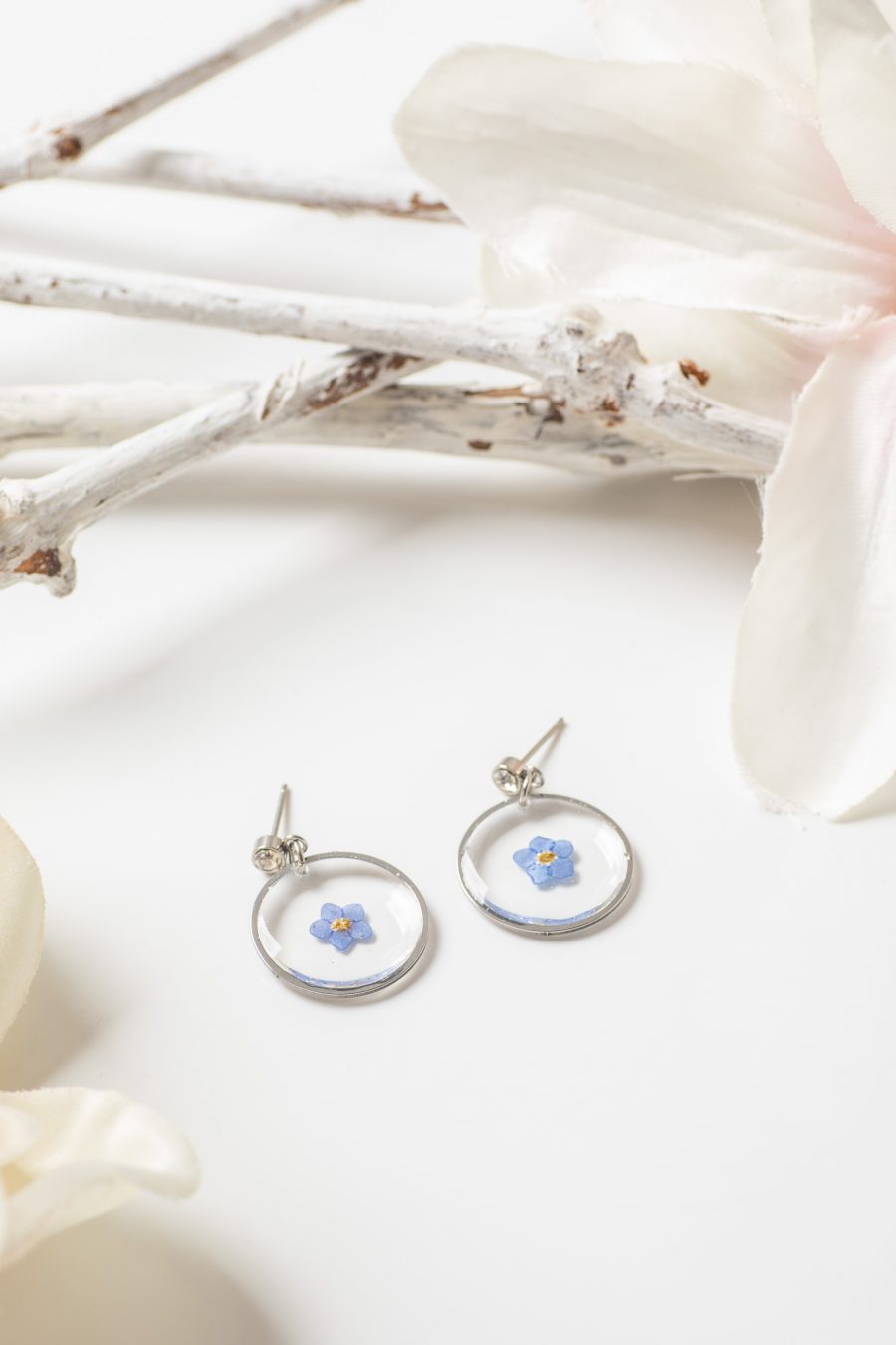 Ohrhänger Vergissmeinicht Rund Silber