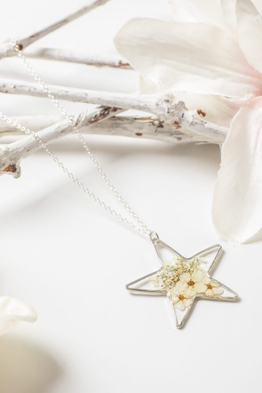 Anhänger Stern Groß Spirea Silber