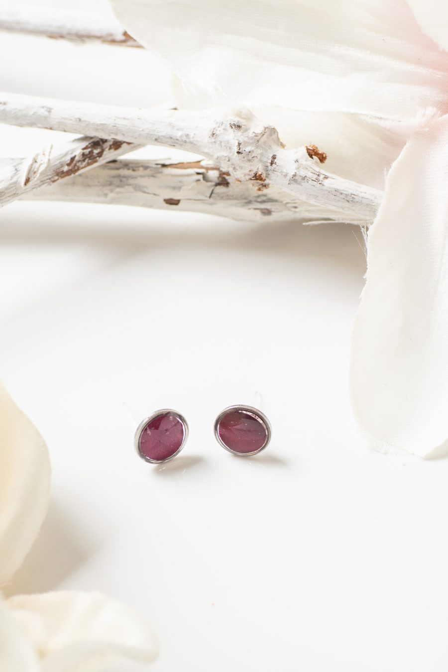 Ohrstecker Rose dunkel Silber