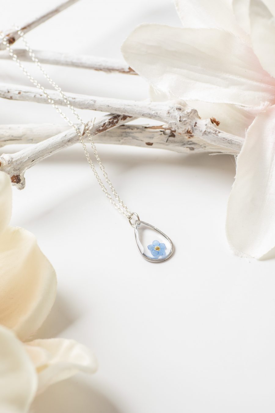 Anhänger Tropfen Silber Vergissmeinicht klein