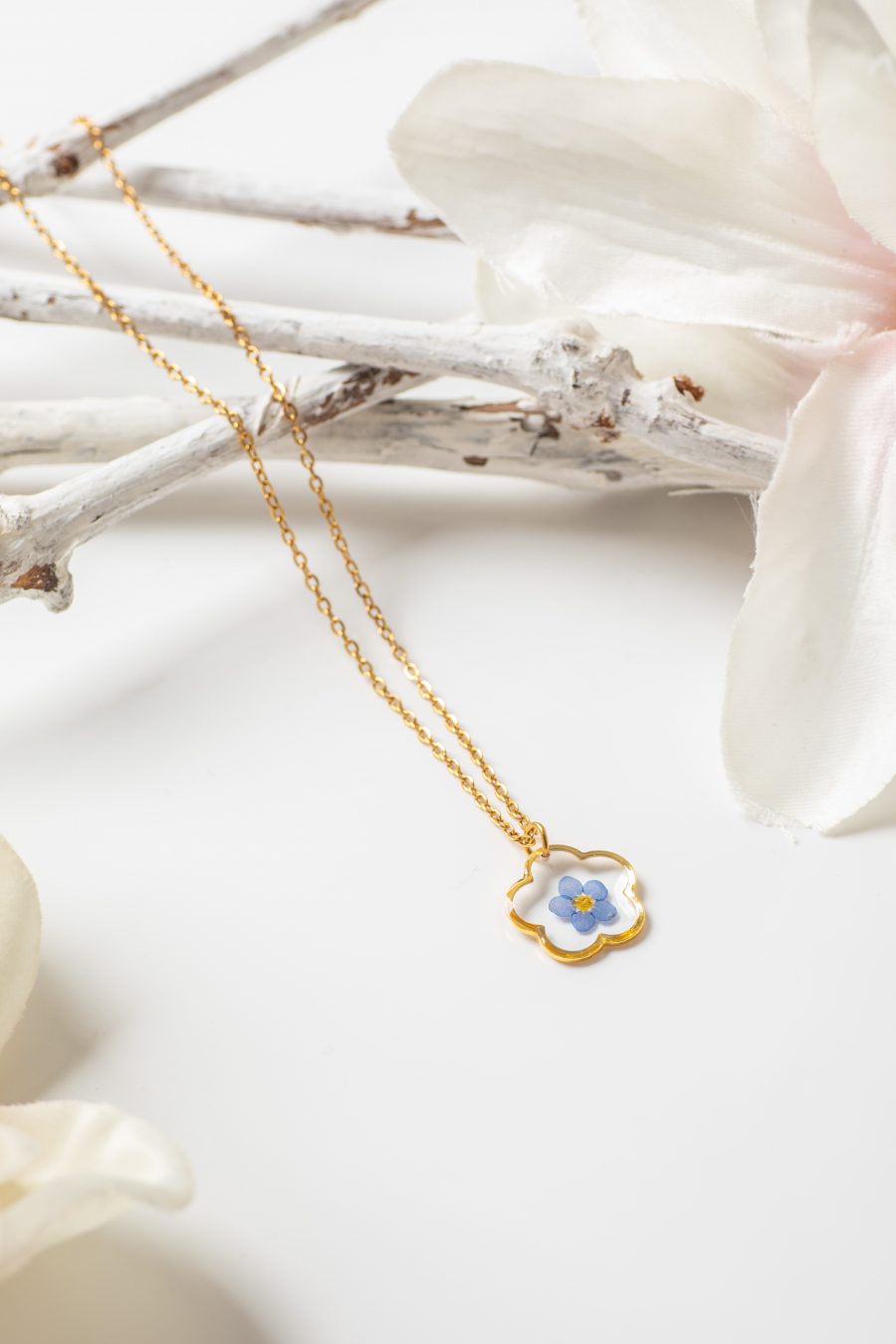 Anhänger Resin Vergissmeinicht Blume Gold