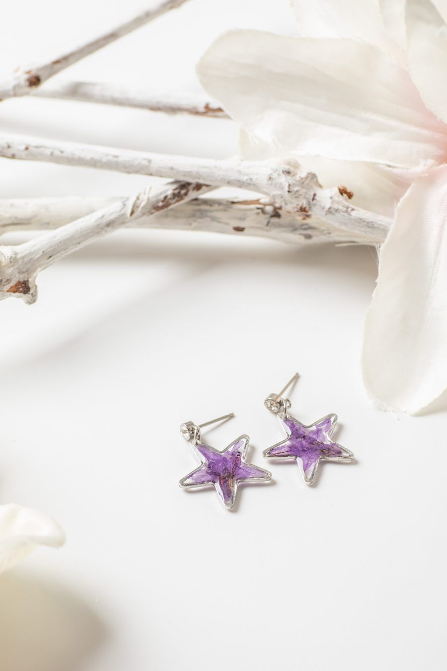Ohrhänger Stern Myrthe Lila Silber