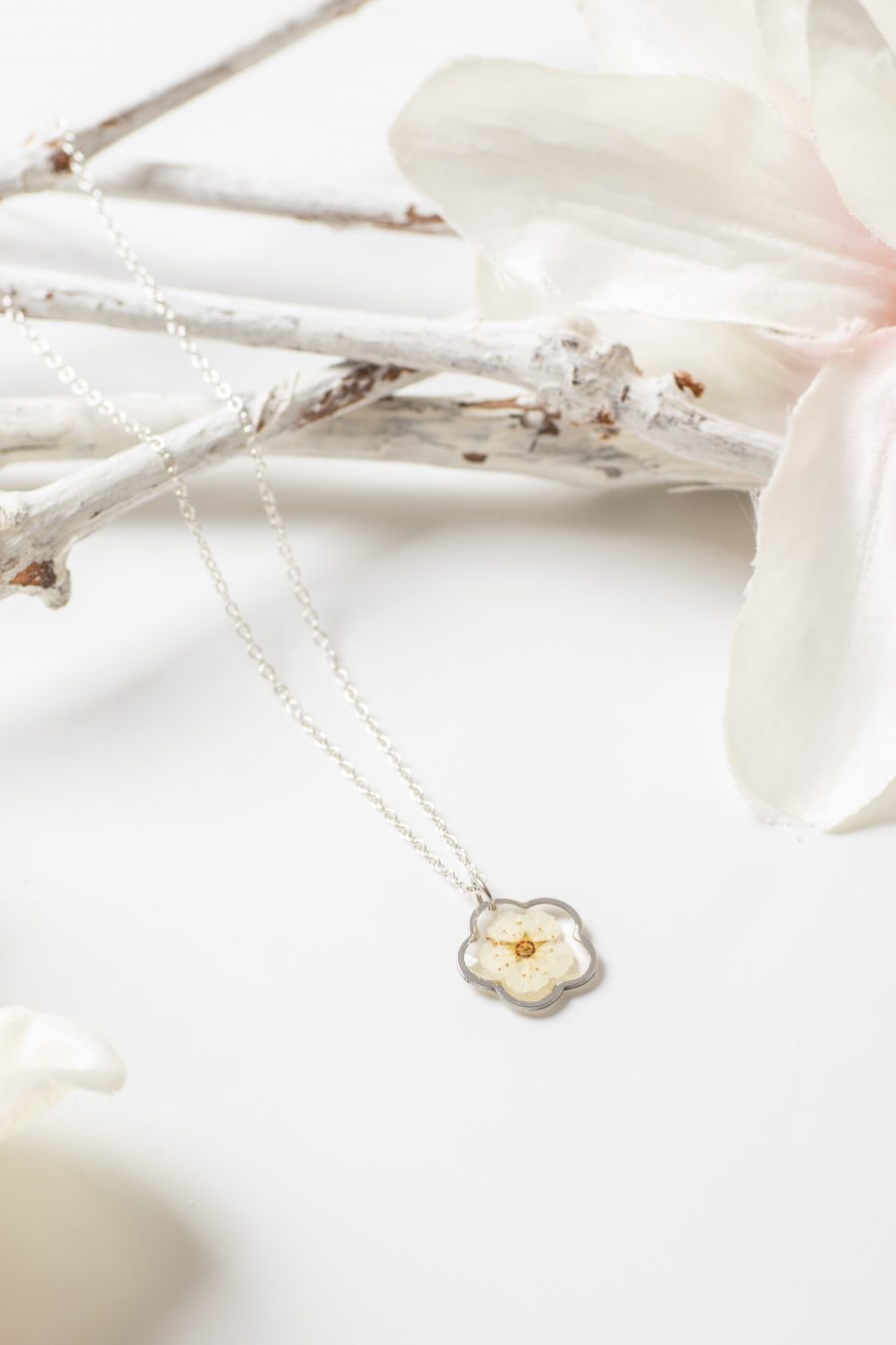 Anhänger Blume Klein Spirea Silber