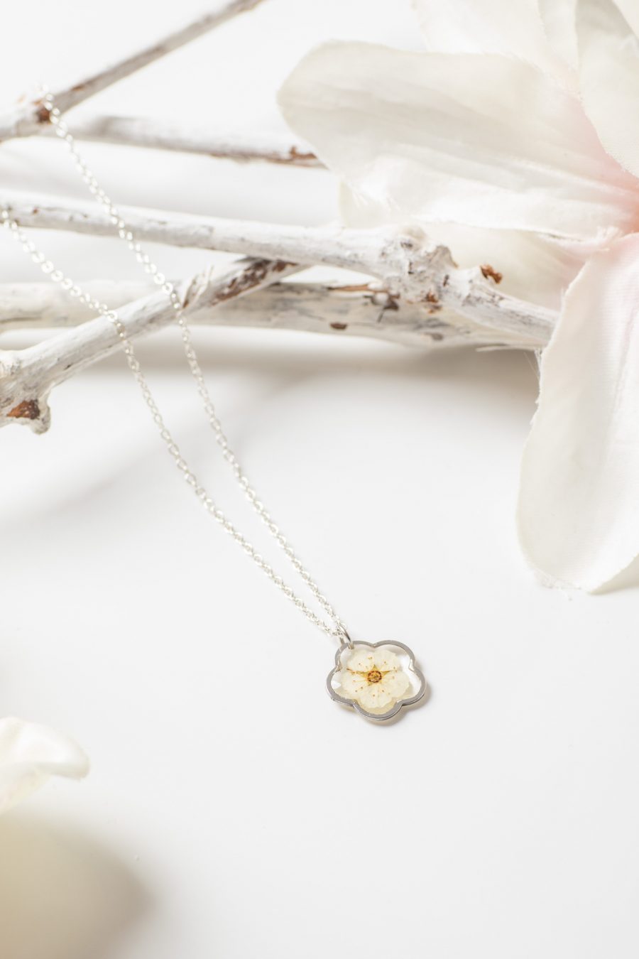 Anhänger Blume Klein Spirea Silber