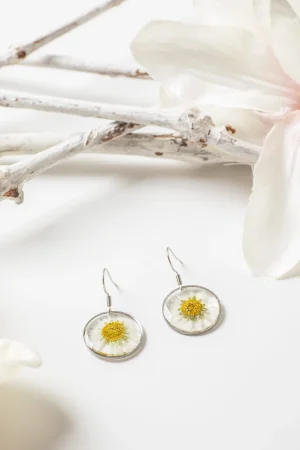 Ohrhänger Resin Gänseblümchen Silber 1