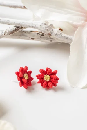 Ohrstecker Blume rot gold