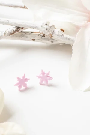 Ohrstecker Schneeflocke rosa klein