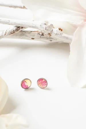Ohrstecker Resin Rose Gelb Lila Silber