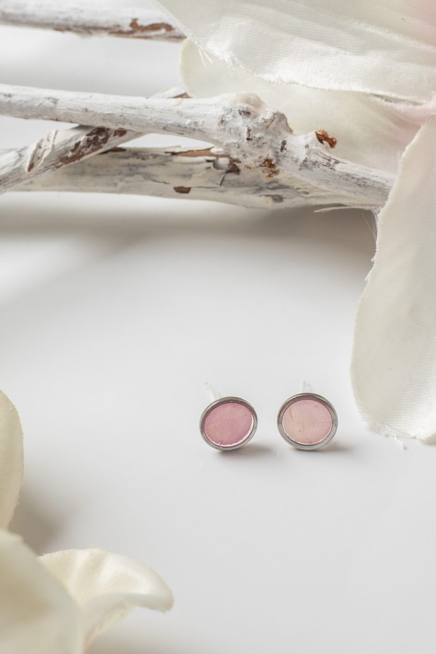 Ohrstecker Punkte Rose Hell Rosa 3