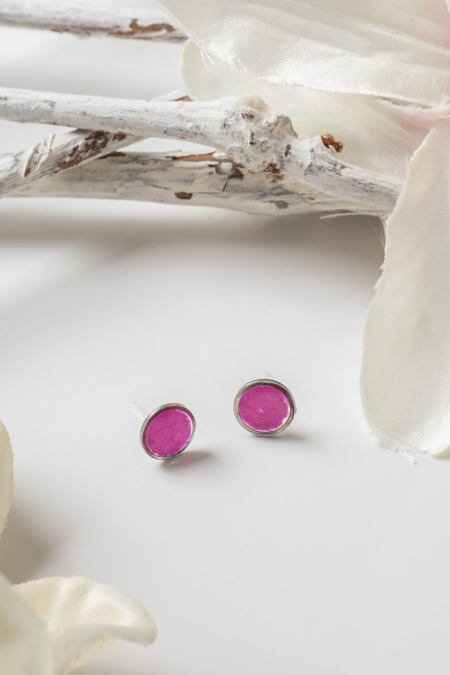 Ohrstecker Punkte Rose Lila 2