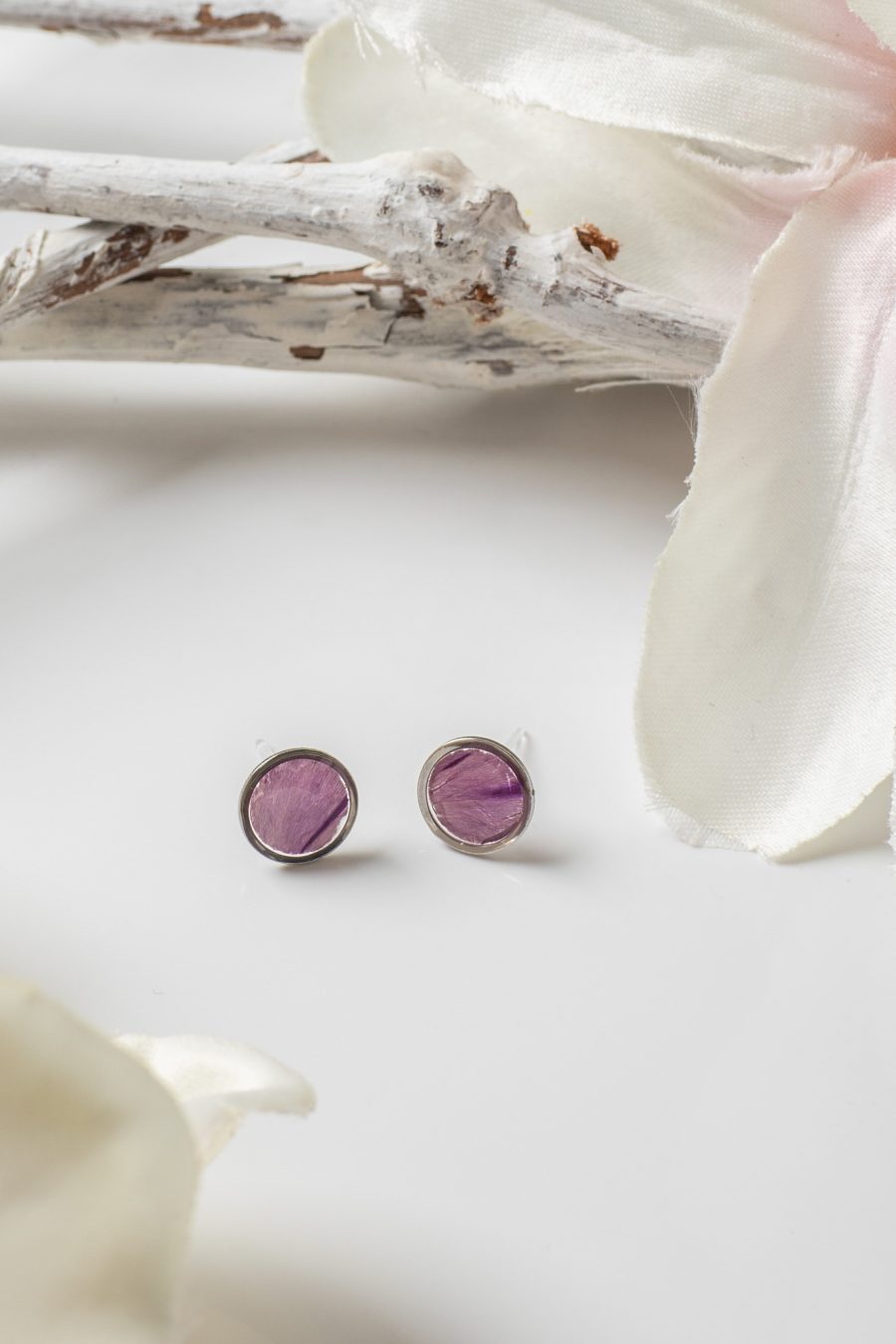 Ohrstecker Punkt Nelke Lila Silber