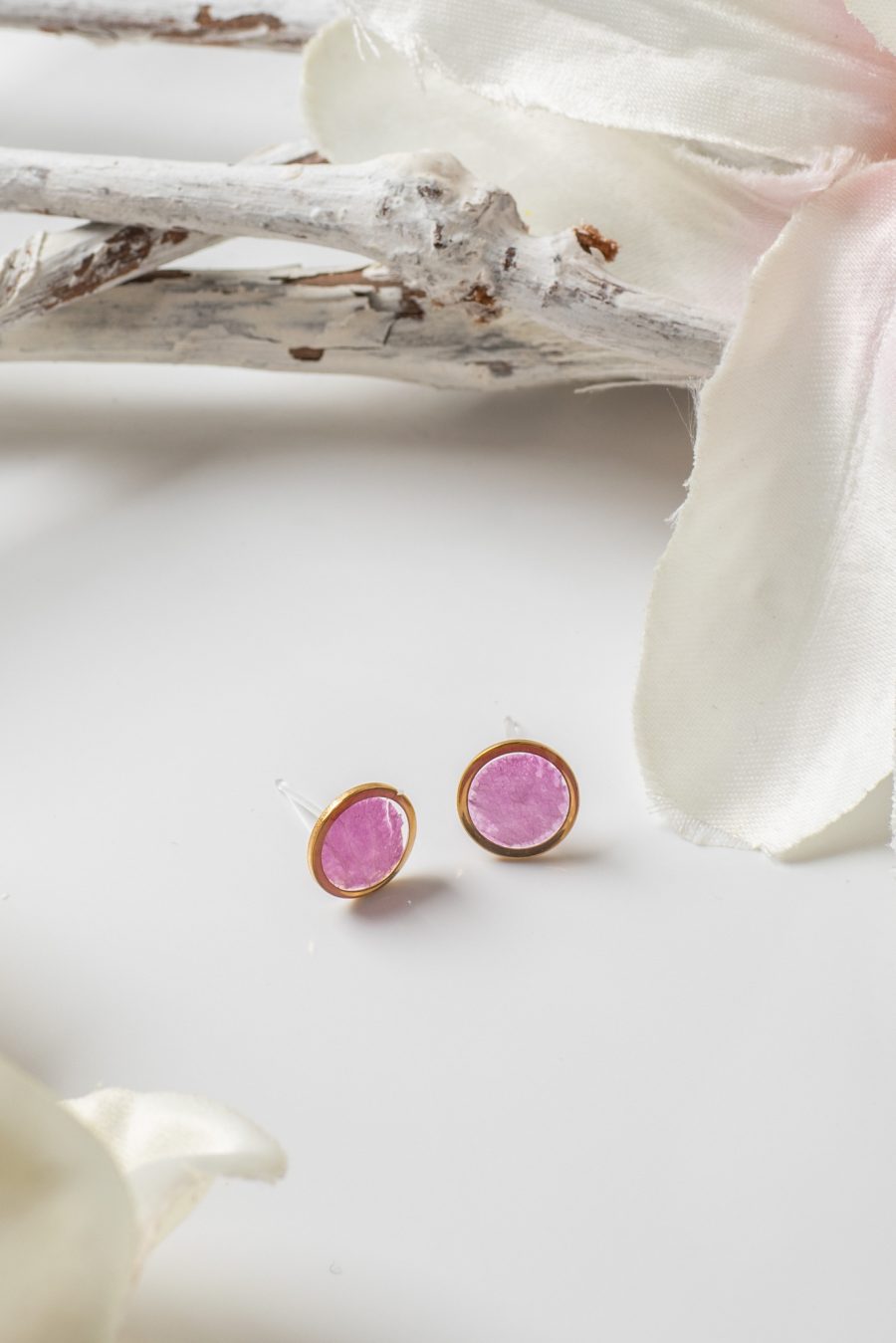 Ohrstecker Resin Punkt Resin Rose Rosa Gold