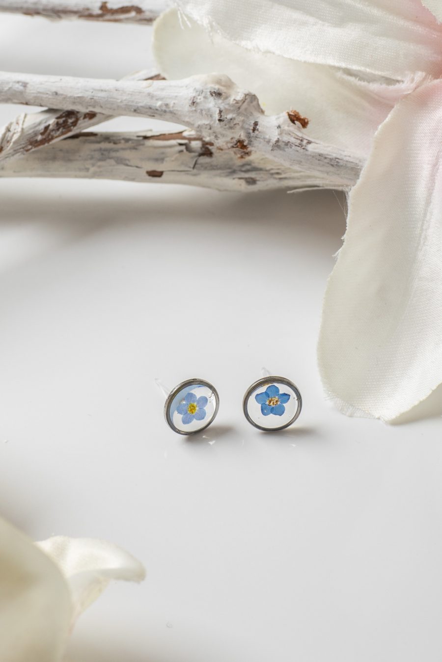 Ohrstecker Resin Punkt Vergissmeinicht Silber