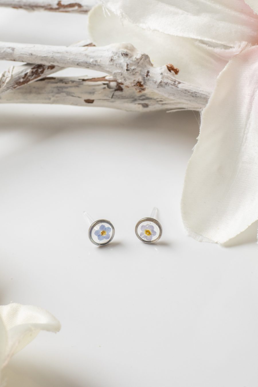 Ohrstecker Resin Punkt Vergissmeinicht Silber klein 4