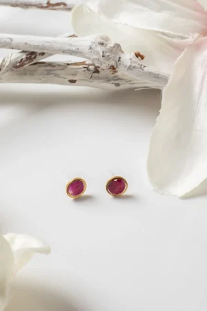 Ohrstecker Resin Punkte Rose Pink