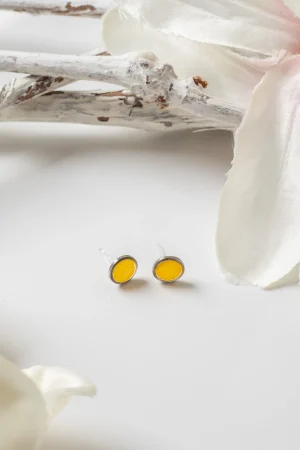 Ohrstecker Resin Punkte Rose Gelb
