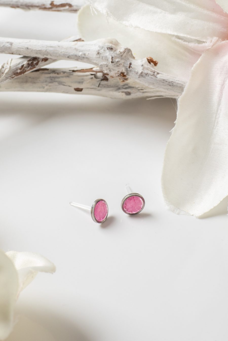 Ohrstecker Resin Punkte Rose Rosa