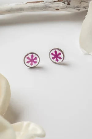 Ohrstecker Resin Knöpfe Silber Rose Pink