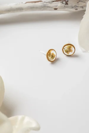 Ohrstecker Resin Schafgarbe Gold