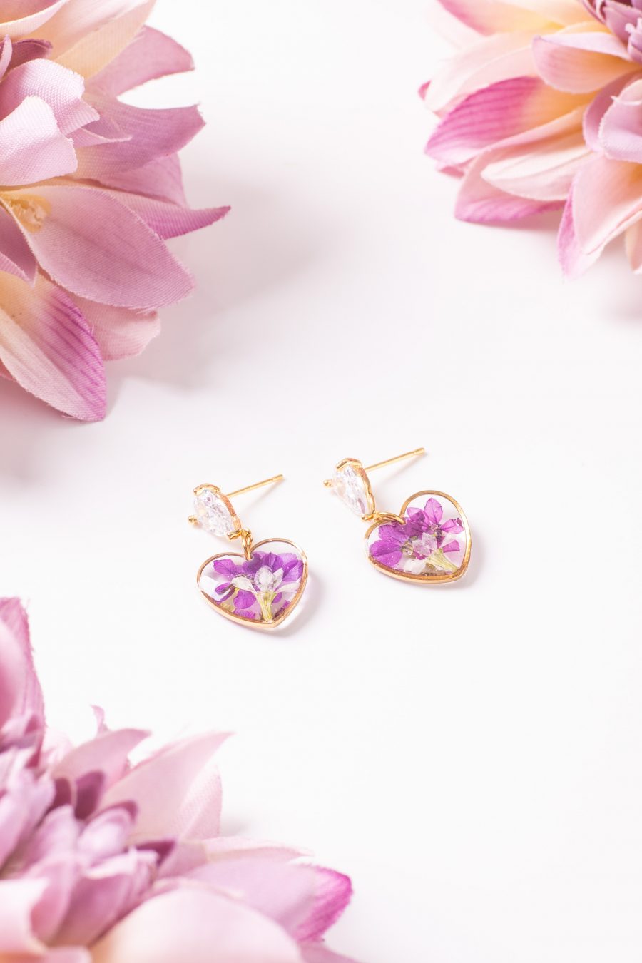 Ohrhänger Resin Herz Gold Myrthe Set