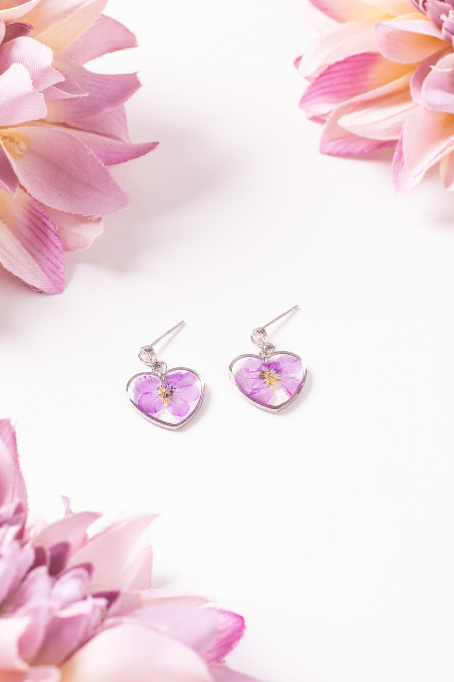 Ohrhänger Resin Herz Silber Myrthe