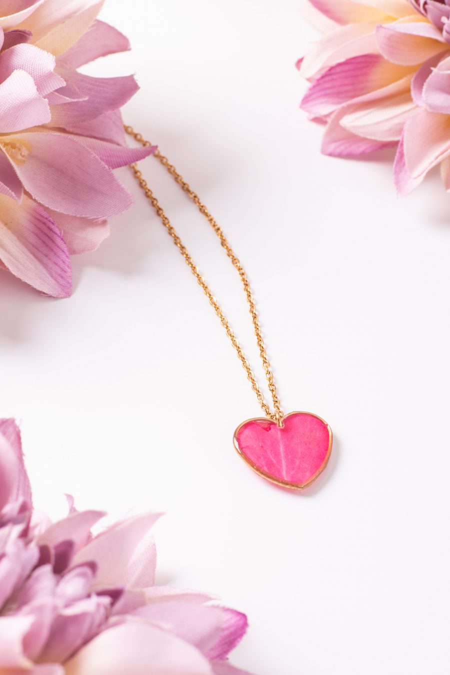 Anhänger Resin Herz Gold Rose Pink