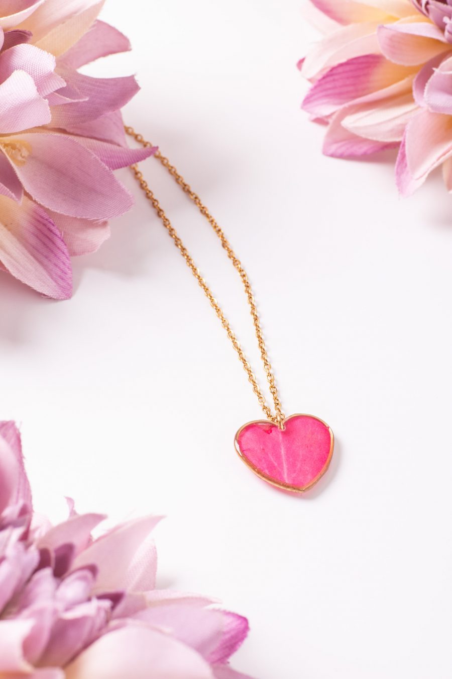 Anhänger Resin Herz Gold Rose Pink