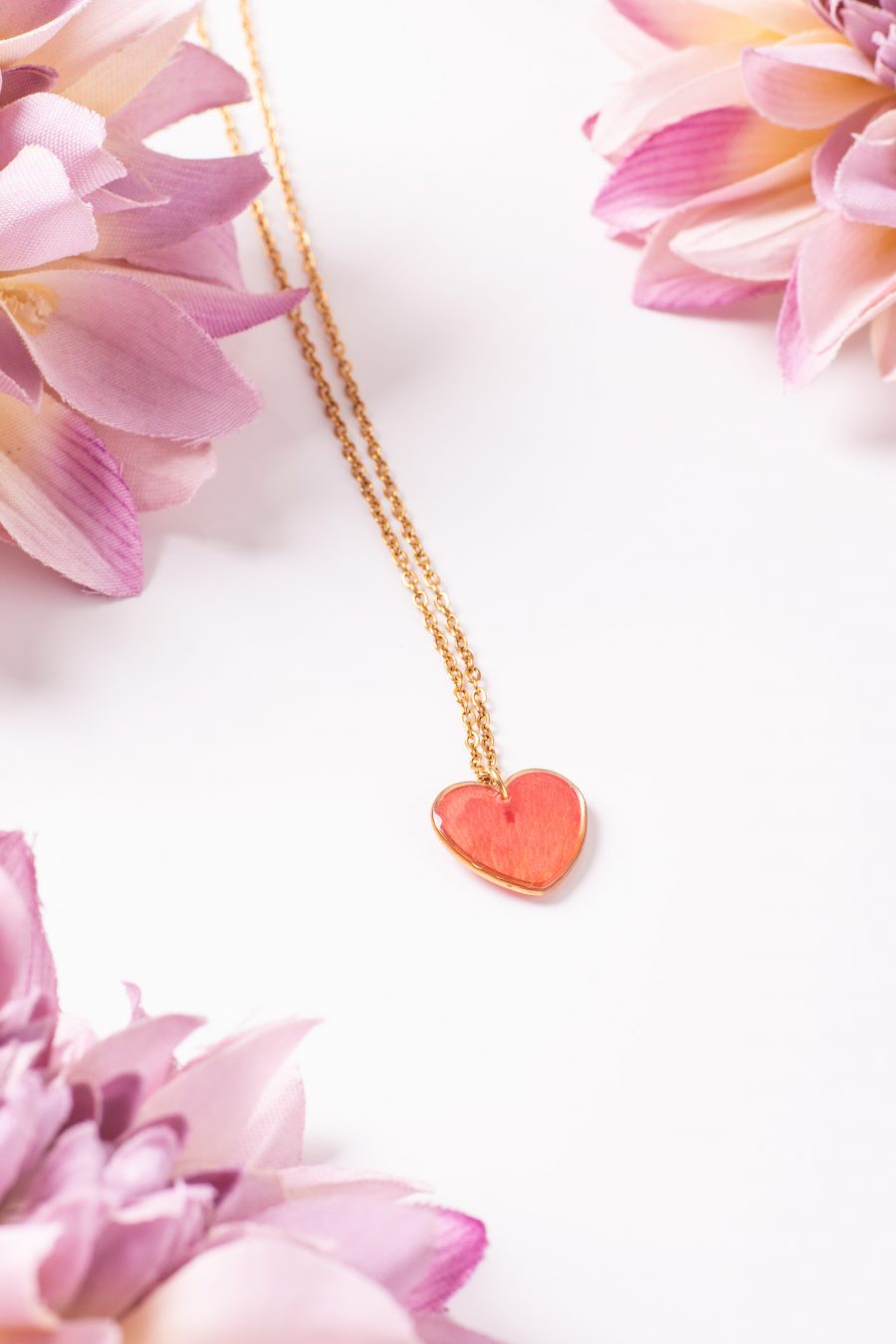 Anhänger Resin Herz Gold Rose Koralle 2