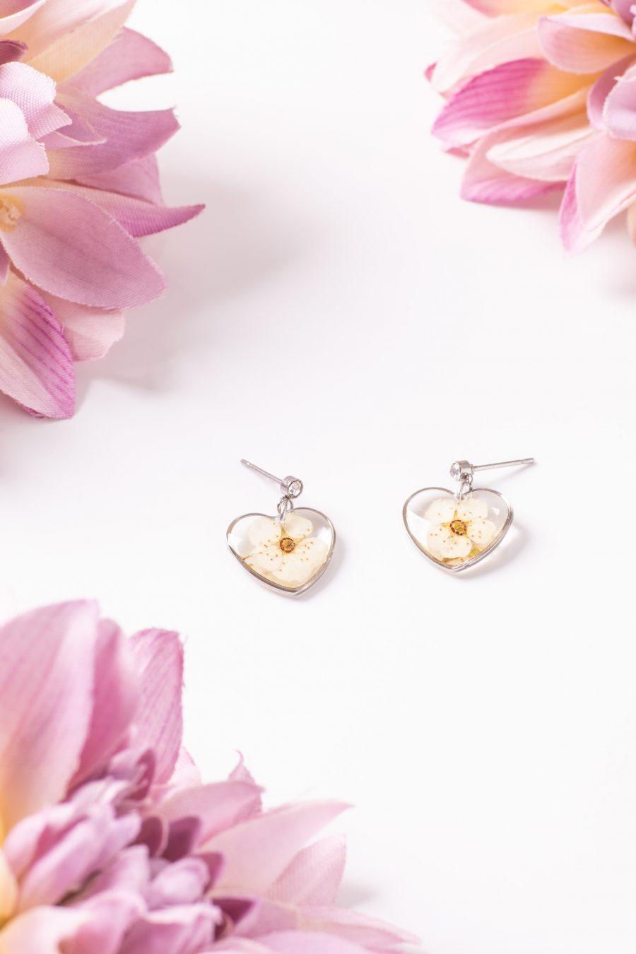 Ohrhänger Resin Herz Silber Spirea 2