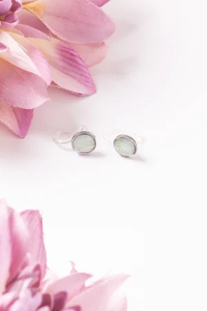 Ohrclip Resin Punkt Mini Silber Hortensie 2