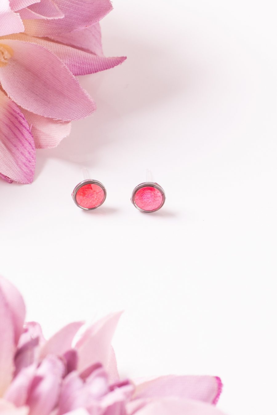 Ohrstecker Resin Punkt Silber Mini Geranie 2