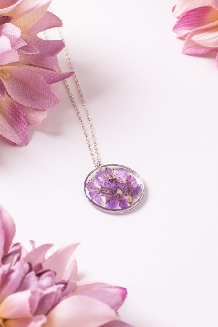 Anhänger Resin Rund Silber Blutweiderich