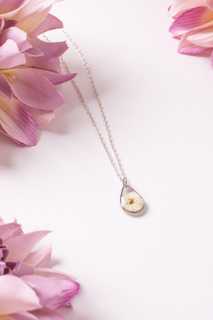 Anhänger Resin Tropfen klein Silber Spirea