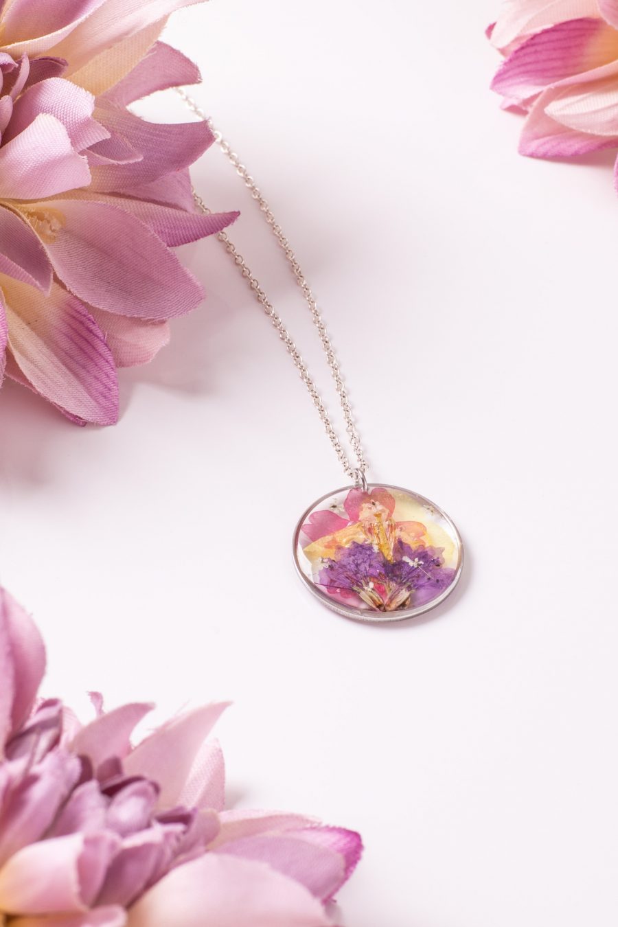 Anhänger Resin Rund Groß Silber Blutweiderich Flammenblume Brokkoli