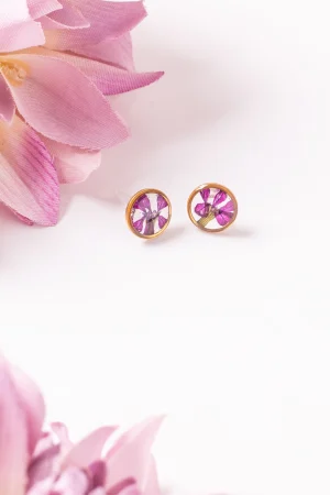 Ohrstecker Resin Punkte Gold Schein Myrthe Lila 2