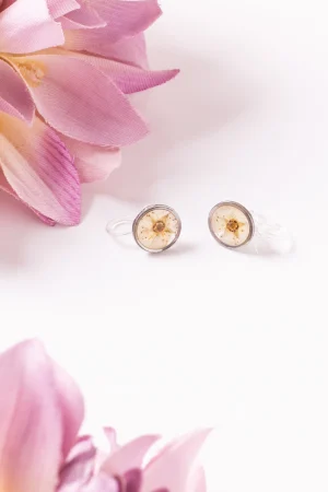 Ohrclip Resin Punkte Silber Spirea