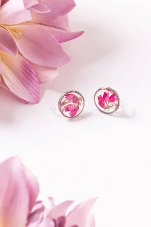 Ohrclip Resin Punkte Silber Heidekraut Midi