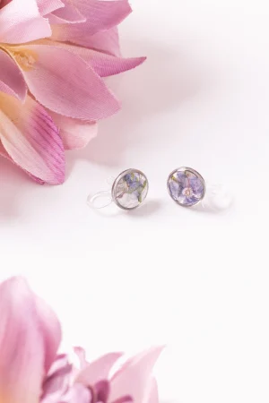 Ohrclip Resin Punkte Silber Ehrenkraut