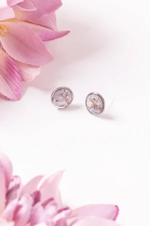 Ohrstecker Resin Punkte Silber Ehrenkraut