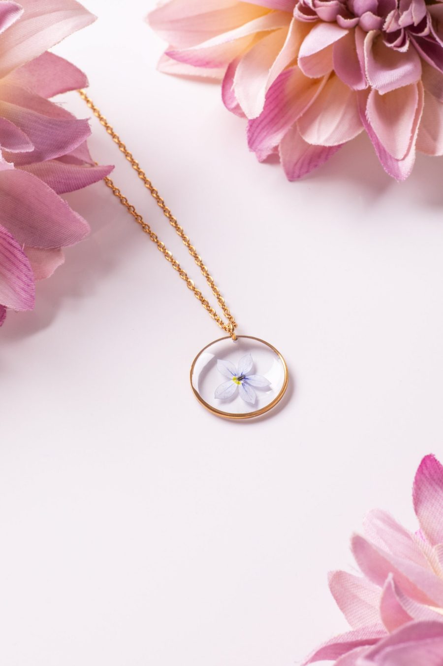 Anhänger Resin Kreis Gold Blau Scheinlobelie