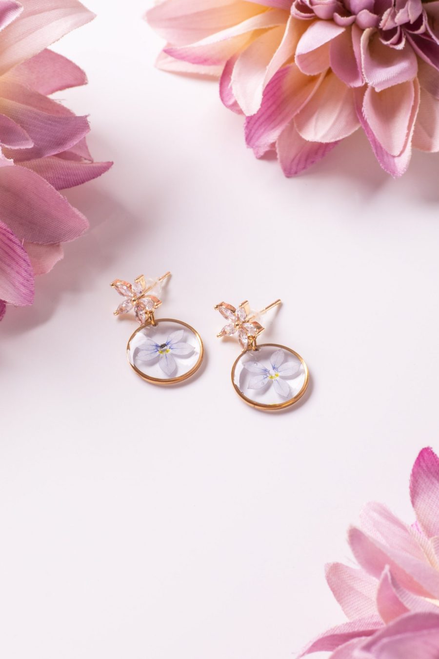 Ohrhänger Resin Kreis Gold Blau Scheinlobelie