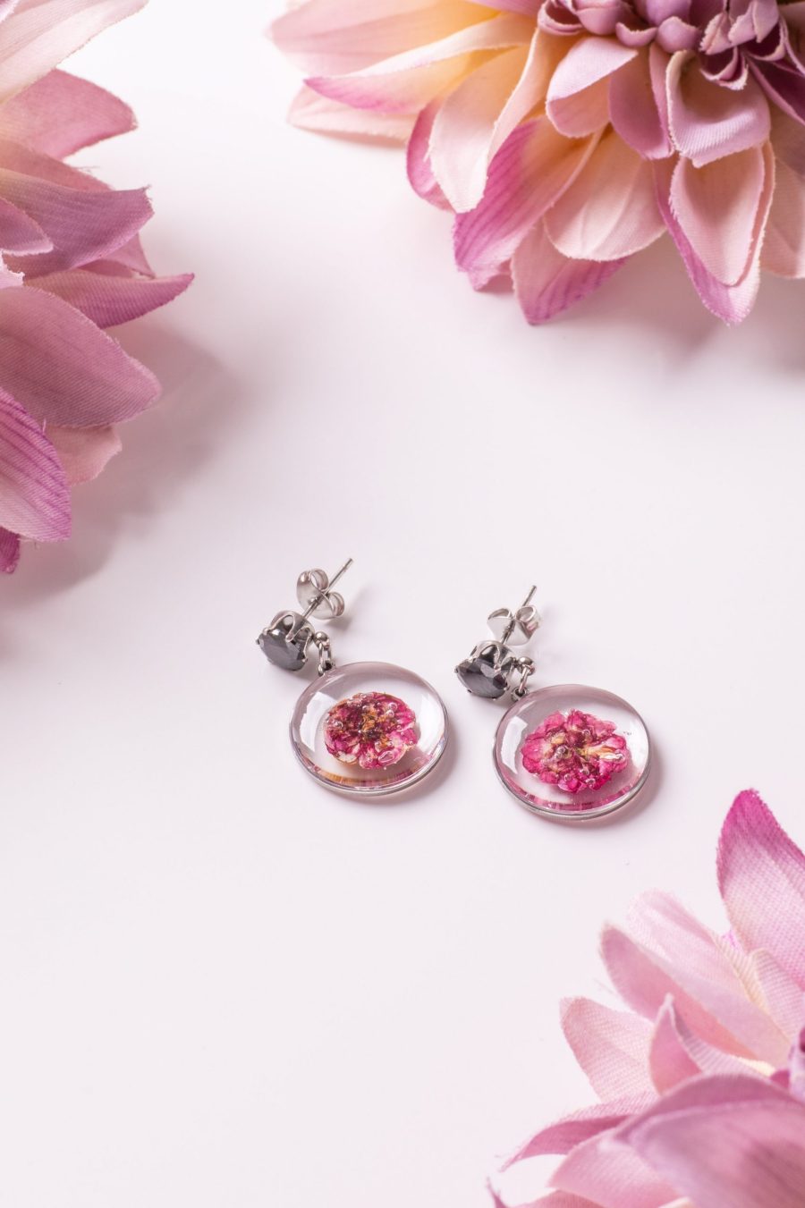 Ohrhänger Resin Kreis Silber Rot Rotdorn